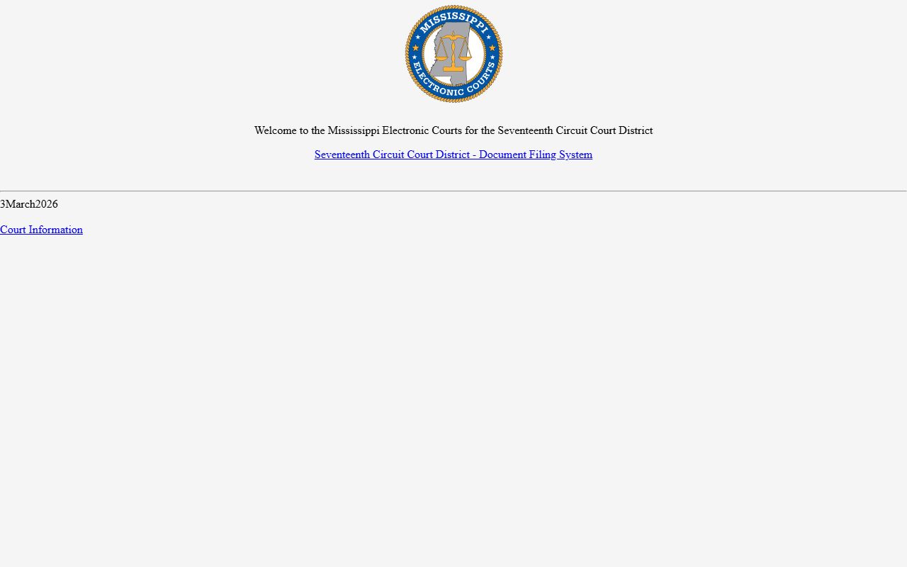 Panola County court dockets login on the Seventeenth Circuit MEC system