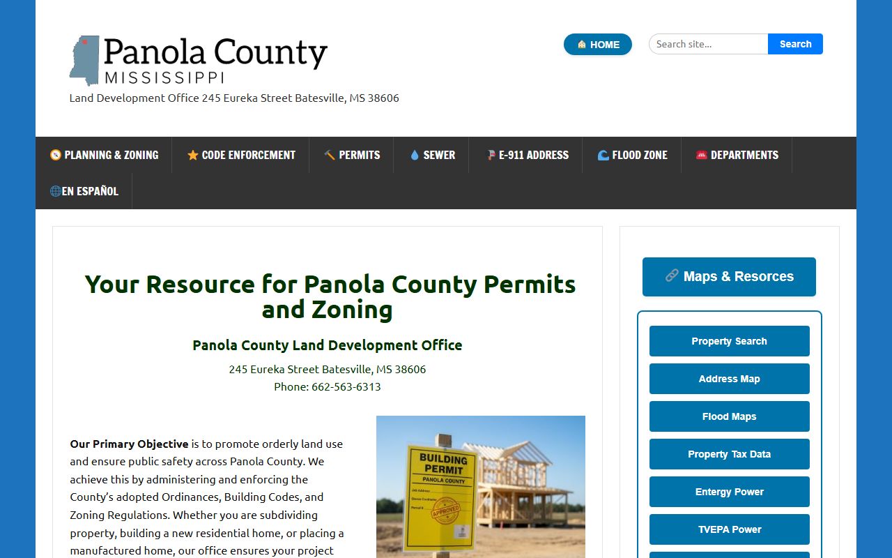 Panola County official county site used to start a court records search