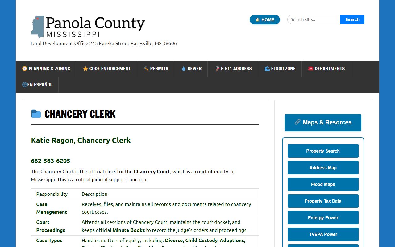 Panola County Chancery Clerk divorce and probate court records