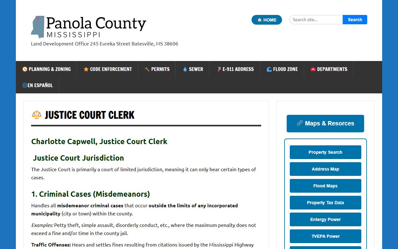 Panola County Justice Court records and limited-jurisdiction case types