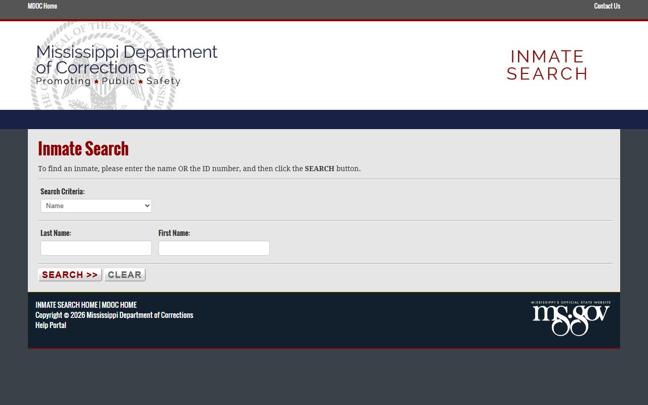 Mississippi Department of Corrections inmate search for Panola County state inmates